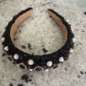 Elegant Black Embellished Headband